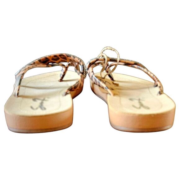 SEVEN7 Women's New In Bag Cheetah Rhinestone Faux Leather Thong/Sandal - Picture 13 of 16